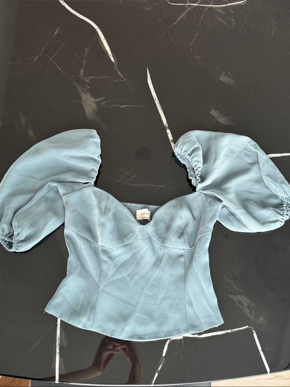 Light Blue Wilfred Puff Sleeve Bustier Top